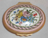 Halcyon Days Enamels England Oval Enameled Trinket Box Flower Bouquet Decoration