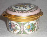 Halcyon Days Enamels England Oval Enameled Trinket Box Flower Bouquet Decoration