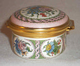 Halcyon Days Enamels England Oval Enameled Trinket Box Flower Bouquet Decoration