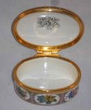 Halcyon Days Enamels England Oval Enameled Trinket Box Flower Bouquet Decoration