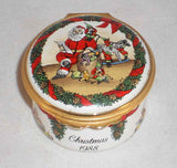 Halcyon Days Enamels England Round Box for Neiman Marcus Christmas 1988 Santa