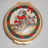 Halcyon Days Enamels England Round Box for Neiman Marcus Christmas 1988 Santa