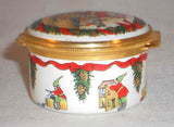 Halcyon Days Enamels England Round Box for Neiman Marcus Christmas 1988 Santa