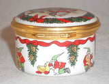 Halcyon Days Enamels England Round Box for Neiman Marcus Christmas 1988 Santa