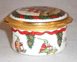 Halcyon Days Enamels England Round Box for Neiman Marcus Christmas 1988 Santa