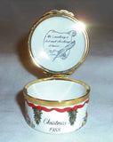 Halcyon Days Enamels England Round Box for Neiman Marcus Christmas 1988 Santa