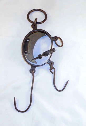 Antique Hanging Fur Trapper's Scale Brass and Wrought Iron Construction