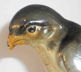 Antique Cast Iron Doorstop Gray Colored Hawk Standing on Brown Perch