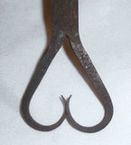 Antique Iron & Copper Primitive Forged Strainer Star-Formed Holes and Heart Loop