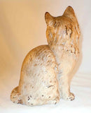 Antique Cast Iron Doorstop Sitting Gray and White Persian Cat By Hubley No. 802