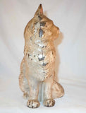 Antique Cast Iron Doorstop Sitting Gray and White Persian Cat By Hubley No. 802