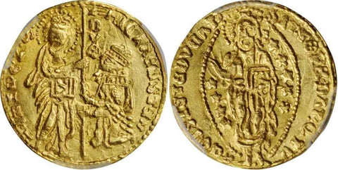 Beautiful 1400-13 Gold Coin Venice Italy Ducat Michael Steno Fr. 1230 PCGS MS64