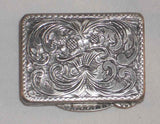Antique Silver Pill Box Nice Scroll Design with Flowers Marked 31 Italy 800