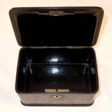 Antique Japanese Lacquer Hand Painted Box Men in Long Robes in Garden Setting