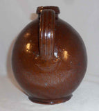 Beautiful Vintage Manganese Glazed Redware Jug With Ear Shaped Applied Handle