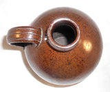Beautiful Vintage Manganese Glazed Redware Jug With Ear Shaped Applied Handle