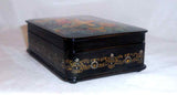 Footed Kholui Russian Lacquer Box Miniature Scene From Fairy Tale Signed Pyetrov