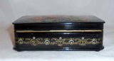 Footed Kholui Russian Lacquer Box Miniature Scene From Fairy Tale Signed Pyetrov