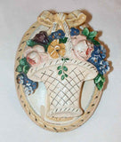 1930s Hubley Cast Iron Flower Basket Shaped Doorknocker with Ribbon on Top