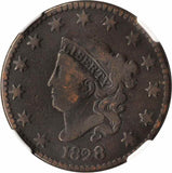 Beautiful 1828 Matron Head Large Cent NGC F 15 BN Stack's W 57 St. Collection