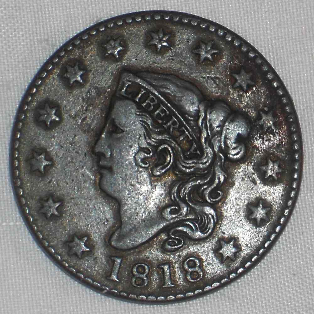 1818 Coronet Head Liberty Head Facing Left Large Cent Nicely Toned