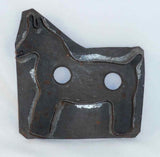Antique Tin Pennsylvania Large Flat-Back Cookie Cutter Standing Horse Open Mouth