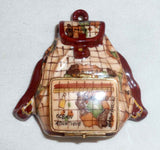 Limoges France ROCHARD Hand Painted Small Trinket Box Backpack World Map