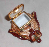 Limoges France ROCHARD Hand Painted Small Trinket Box Backpack World Map
