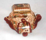Limoges France ROCHARD Hand Painted Small Trinket Box Backpack World Map