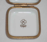 Limoges France Hand Painted Gift Box Shape with Bow Blue & Gold Colored Box