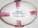 Artist Signed Chamart Limoges France Painted Egg-Shaped Trinket Box Pink Ribbon