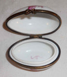 Artist Signed Chamart Limoges France Painted Egg-Shaped Trinket Box Pink Ribbon