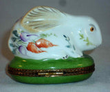 Hand Painted Rabbit Trinket Box Chamart Exclusif Limoges France Carrots & Beets