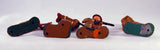 Lot Four Vintage World War 1 Metal Soldier Action Figures Wearing Brown Uniform, Orange Boots and Silver Helmets