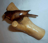 1999 Lacquered Hand Carved Wood Bird Perched on Branch Lohnes, Leavenworth WASH.