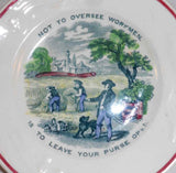 Lot of Three 1860's Staffordshire Colorful Proverb Dishes One By J&G Meakin