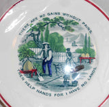 Lot of Three 1860's Staffordshire Colorful Proverb Dishes One By J&G Meakin