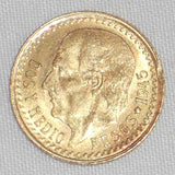 Beautiful 1945 Lustrous Mexico Gold Coin Two and Half Pesos Miguel Hidalgo AU++
