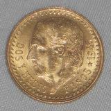 Lustrous 1945 Mexico Gold Coin Two and Half Pesos Miguel Hidalgo Mexico Arms AU+