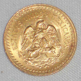 Lustrous 1945 Mexico Gold Coin Two and Half Pesos Miguel Hidalgo Mexico Arms AU+