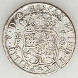Beautiful 1743MF Philip V of Spain Silver Coin Mexico 8 Reales Mint Mark Mo XF