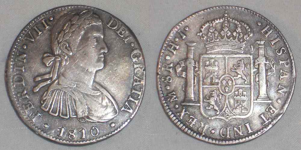 1810 Ferdinand VII Spain Silver Coin Mexico 8 Reales Mint Mark Mo