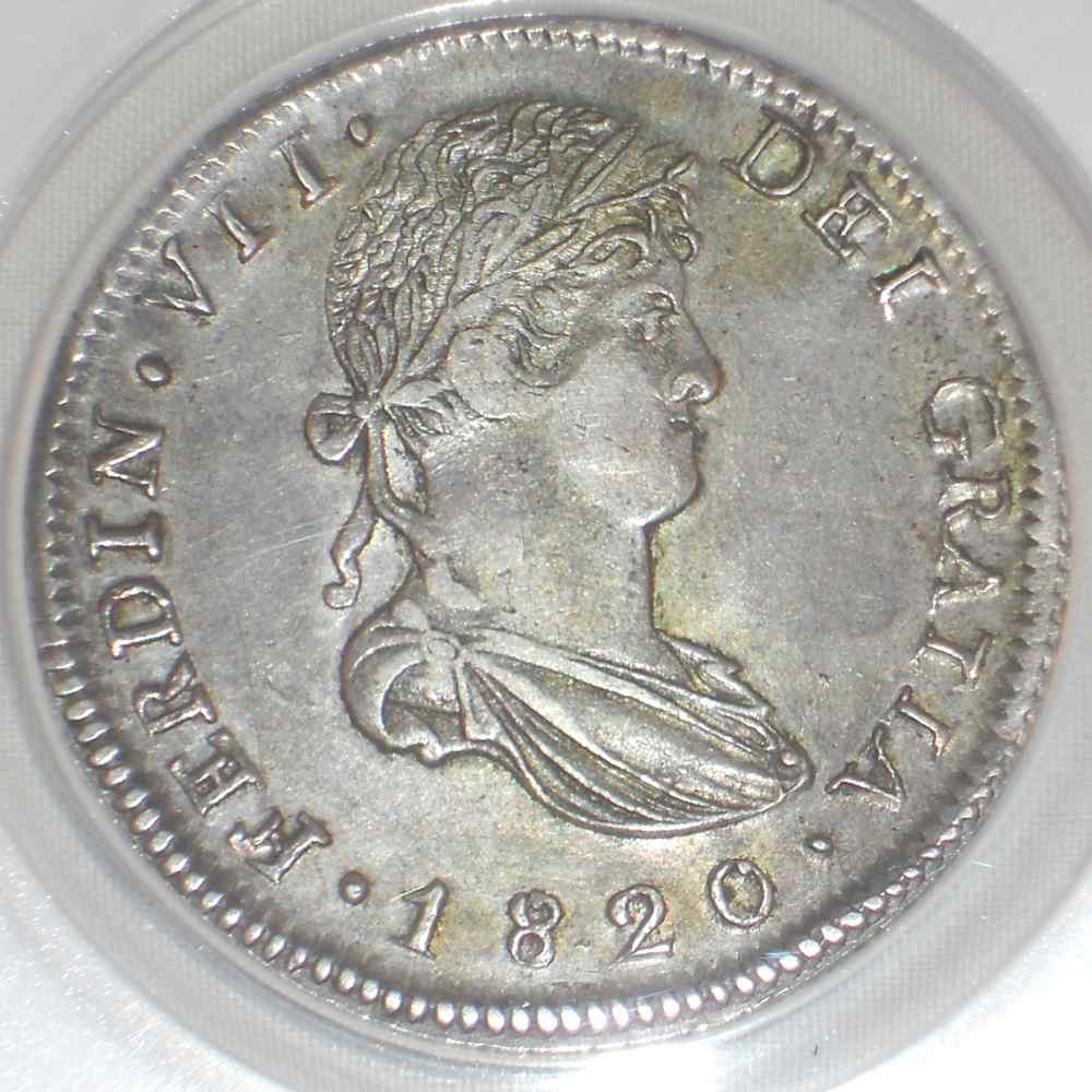 1820 Ferdinand VII Spain Silver Coin Mexico 8 Reales Zacatecas