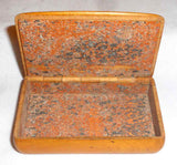 Antique Maple Wood Snuffbox Hand Drawn Black Birds and Tree Decoration