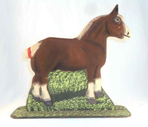 1990 Lancaster County Carved Wood Polychrome Painted Folk Art Horse by Menno