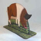 1990 Lancaster County Carved Wood Polychrome Painted Folk Art Pig Sow by Menno