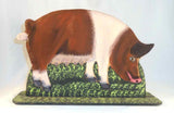 1990 Lancaster County Carved Wood Polychrome Painted Folk Art Pig Sow by Menno