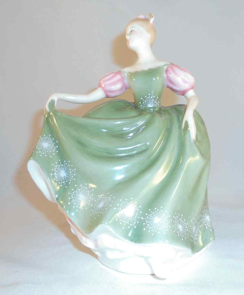 English Royal Doulton Figurine Woman Green Dress Pink Sleeves Michele HN 2234 English Royal Doulton Figurine Woman Green Dress Pink Sleeves Michele HN 2234