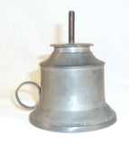 Antique Pewter Small Fluid or Oil Lamp Having Ring Shaped Finger Loop