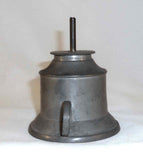Antique Pewter Small Fluid or Oil Lamp Having Ring Shaped Finger Loop
